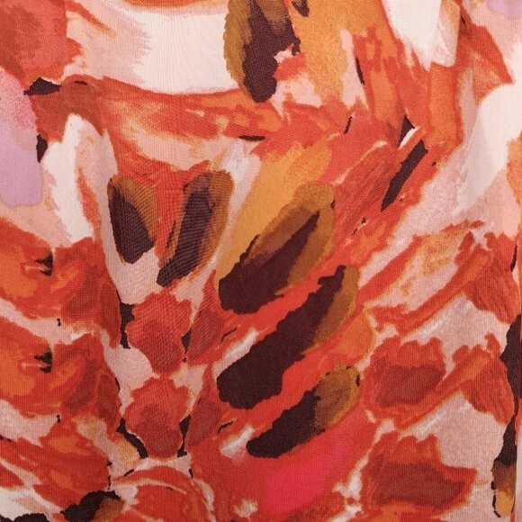 Cocomo Women's Plus Size 2X Orange Multicolor Pintuck Short Flutter Sleeve Top - Picture 4 of 6